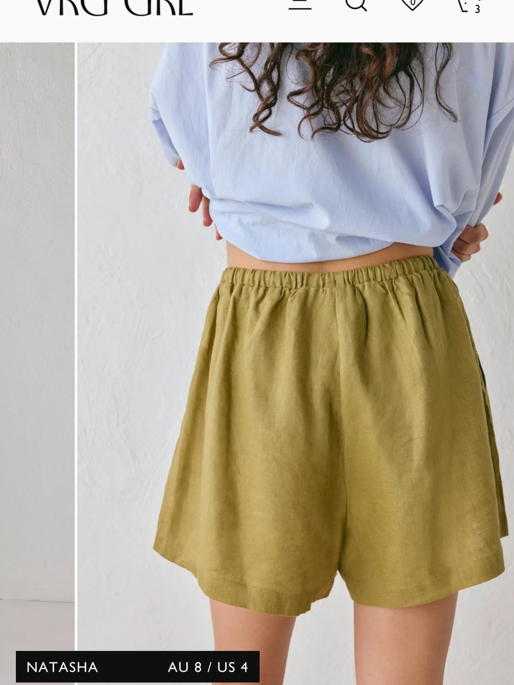NWT • Nettie linen shorts in olive - Picture 4 of 12